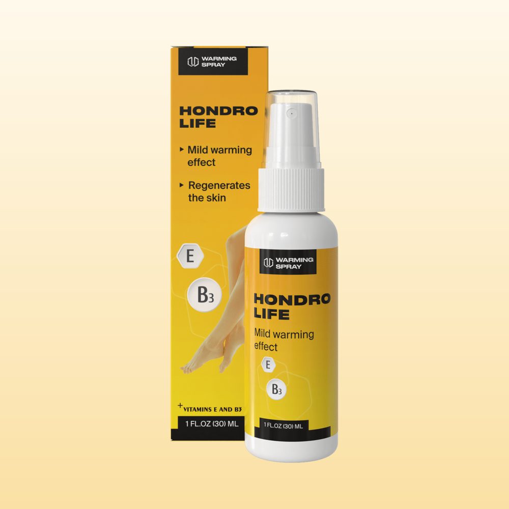 Pudełko i buteleczka rozgrzewającego sprayu Hondrolife 30 ml